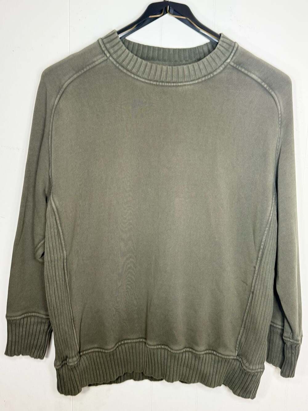 Aerie Olive Green Ribbed Panel Oversized Sweatshirt